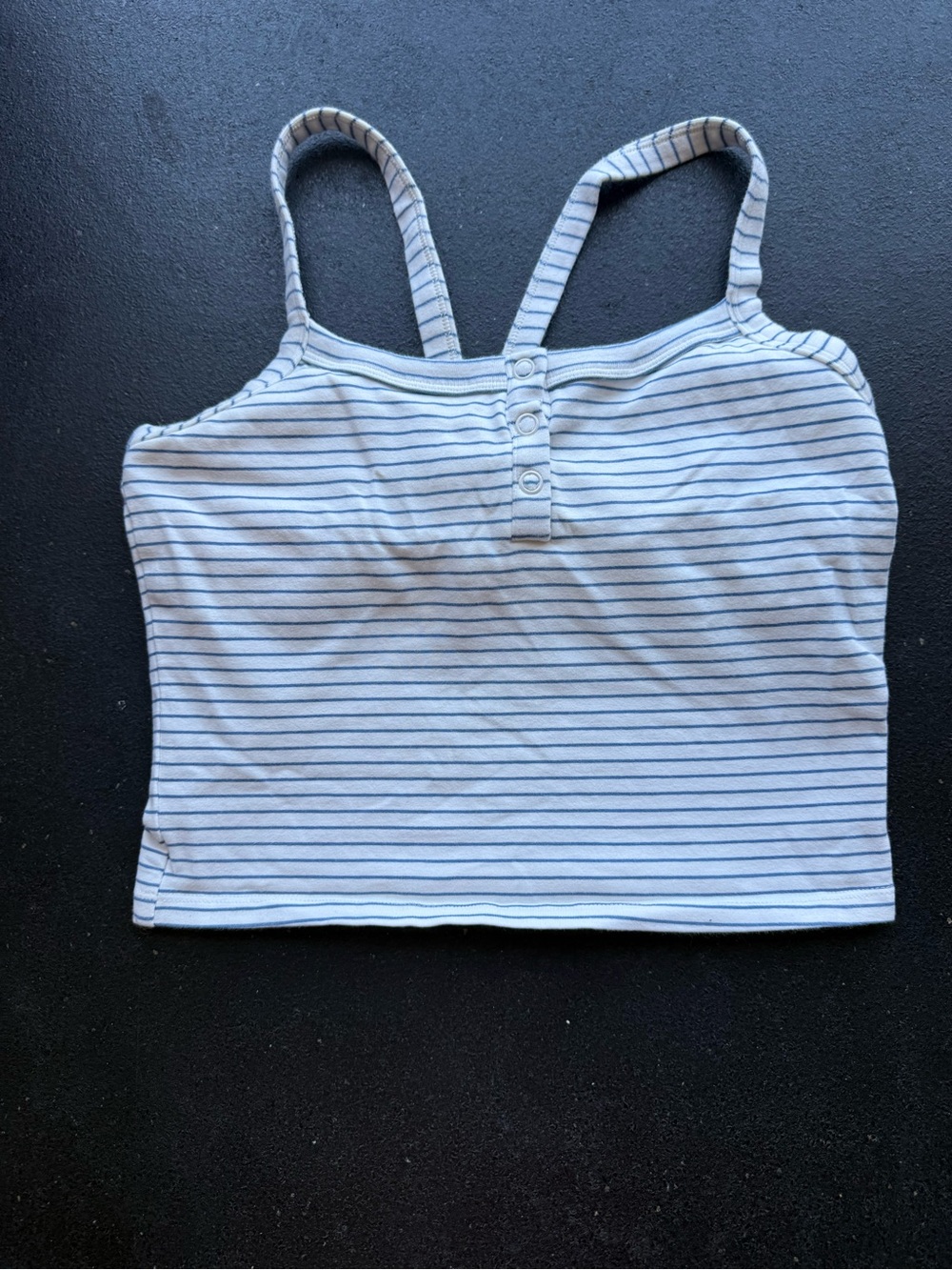 Striped White & Blue Cropped Tank Top